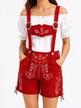 Women’s Suede Lederhosen Oktoberfest Outfit Bavarian Style Costume